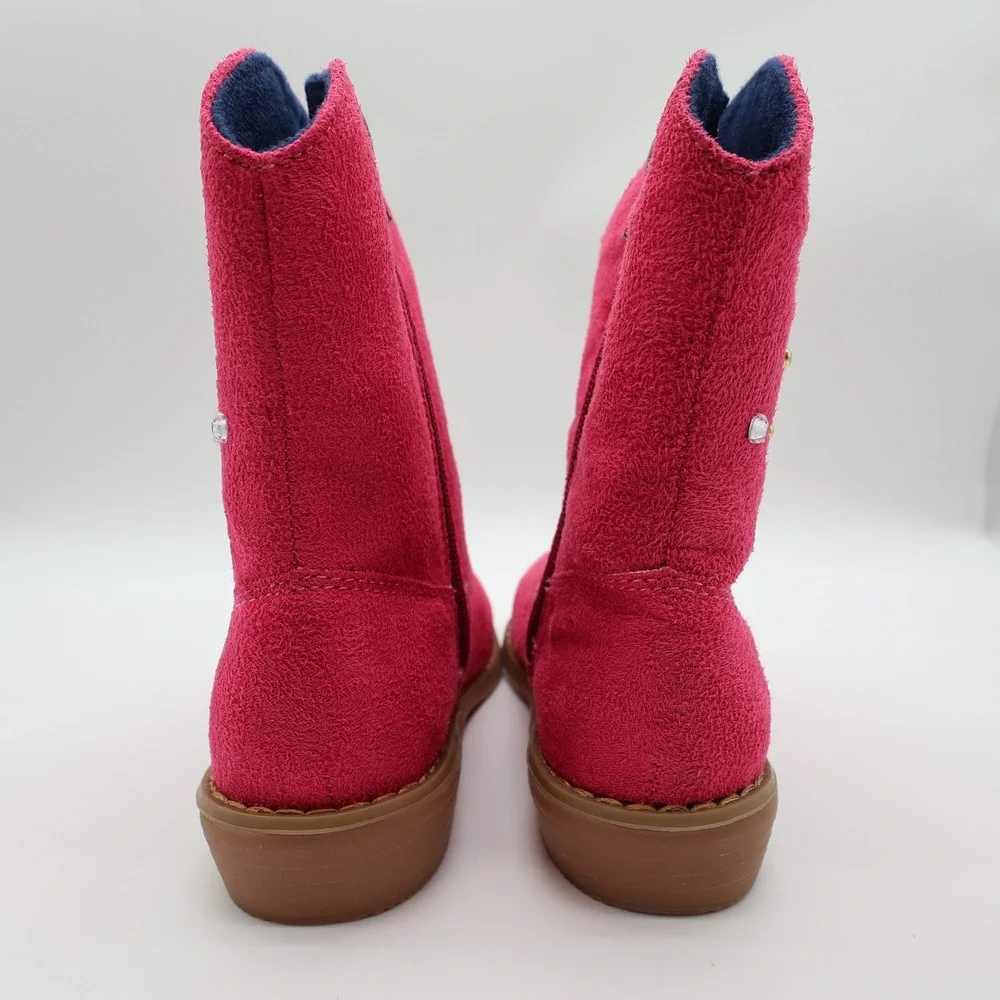 L'Amour Western Boots Girls Size 13 Fuchsia Textile Jeweled Studded Cowboy V8400